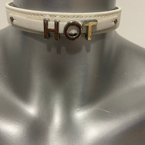 Luxury Collar White with Name HOT - BDSM - Heavy Quality