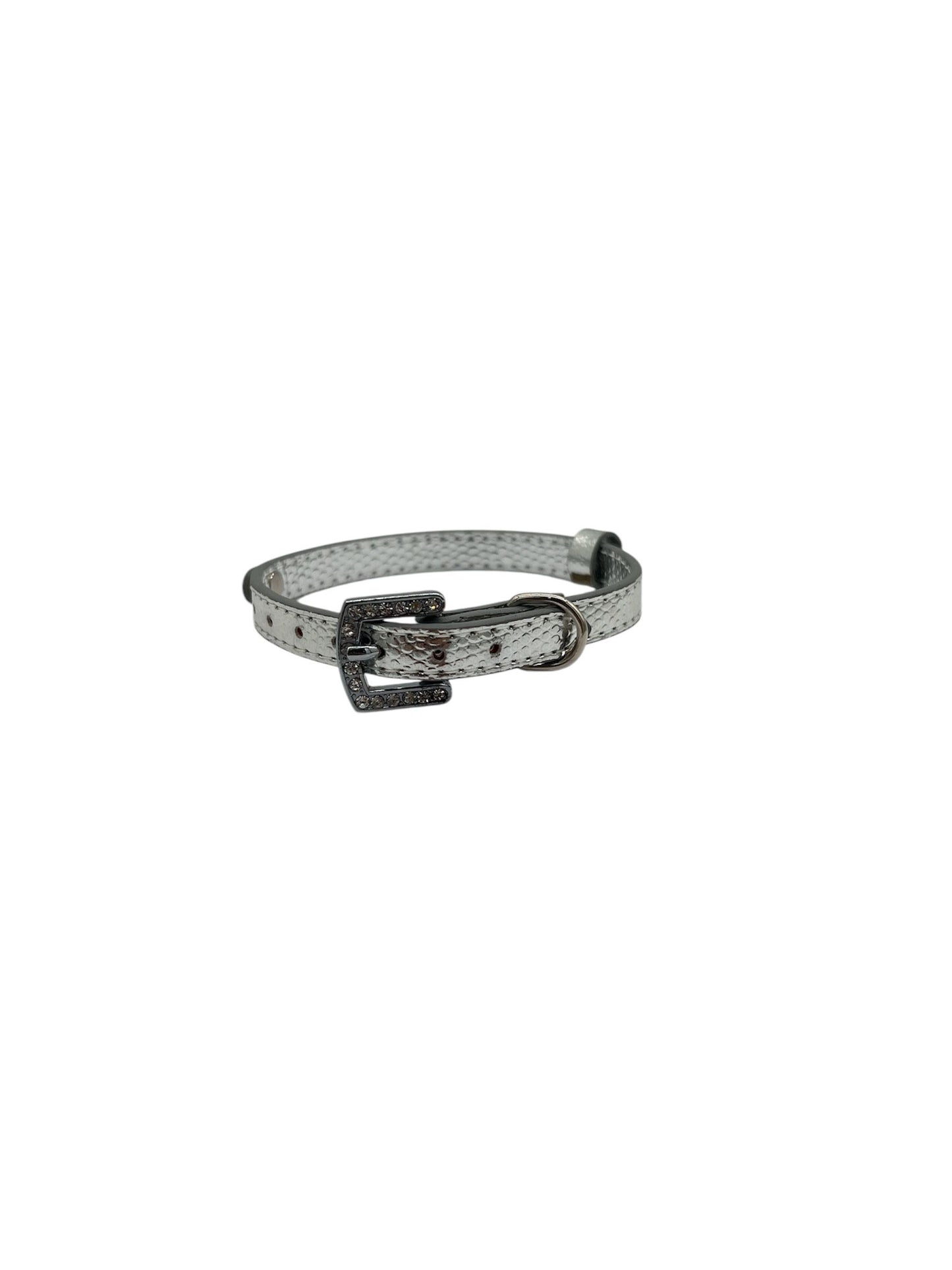 Cat Collar / Small Dog Collar - Silver - Dia 8 CM - Length 28 CM - Width 1 CM - Buckle With Luxury Diamond Stone Look