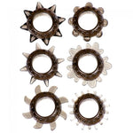 Bossoftoys - 5-00344 - Cock Ring 6 Pack - Cockring - Linx Tickler Set Textured Ring - Smoke - abs