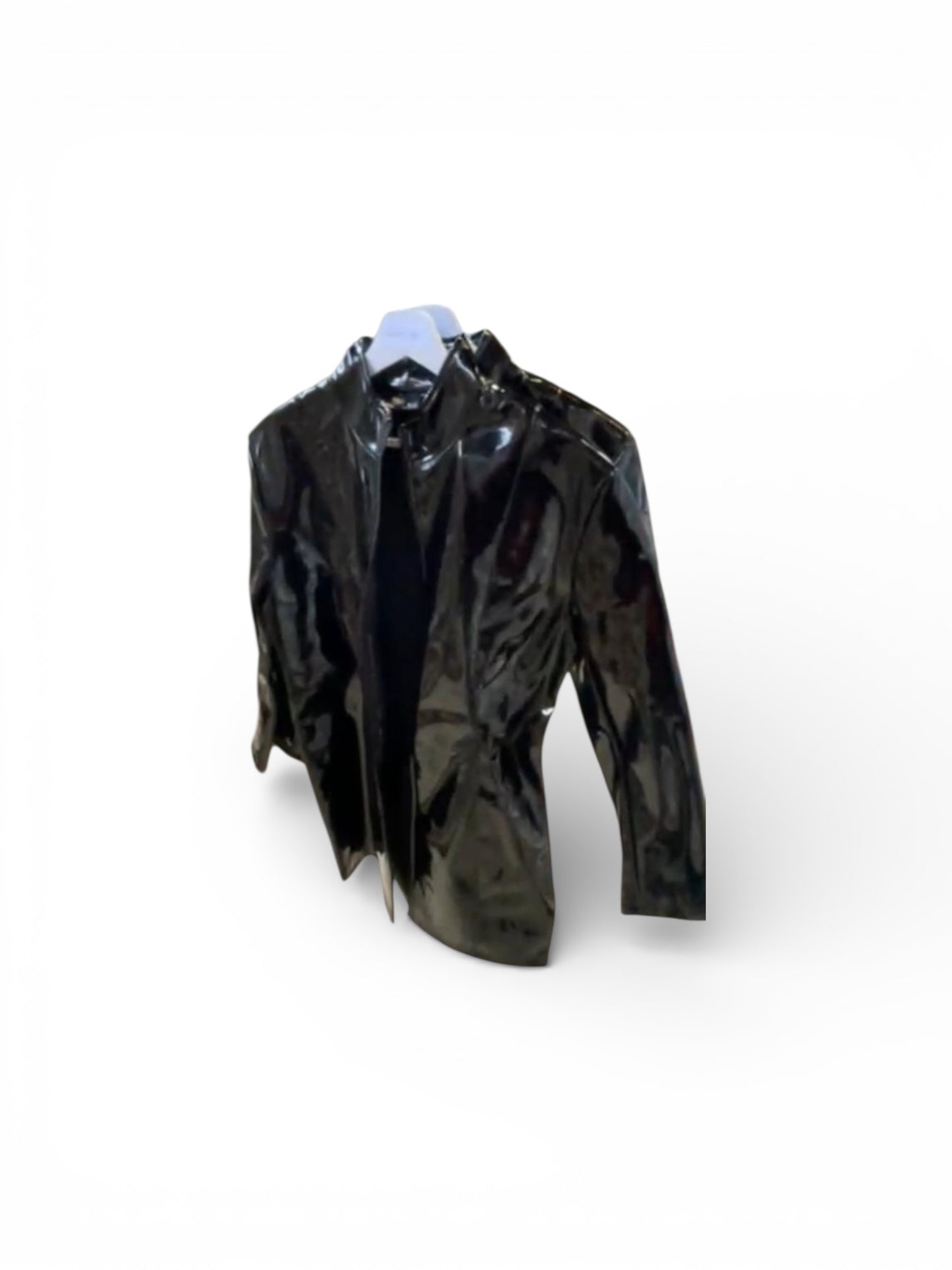 Fashion World - Black Wetlook Zip Jacket – Size L - Unisex Male or Female