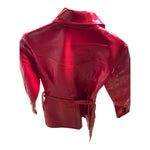 Fashionworld Red Short Wetlook Coat with Belt Size S