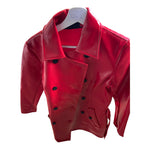 Fashionworld Red Short Wetlook Coat with Belt Size S