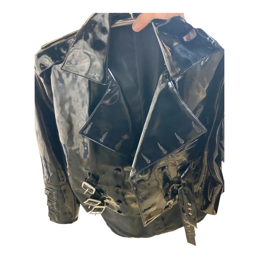 Fashionworld Short Black Shiny Coat – Size XL