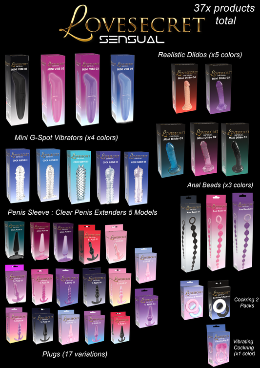 Lovesecret Sensual – LS48 –  37 Pcs Mega Deal Pack  Vibrators / Realistic Dildos / Plugs / (Vibrating) Cockrings