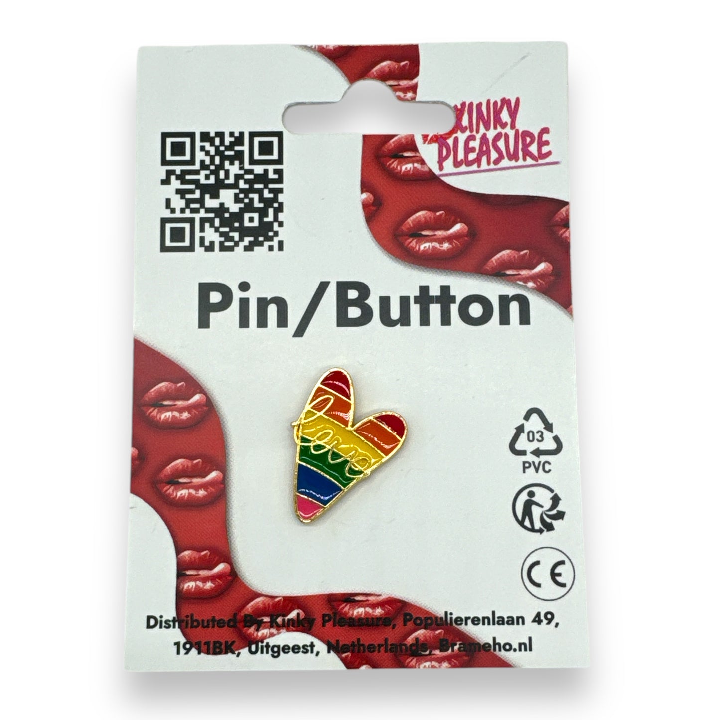 Kinky Pleasure - KPB023 - Badge / Pin - Heart Love - Gold
