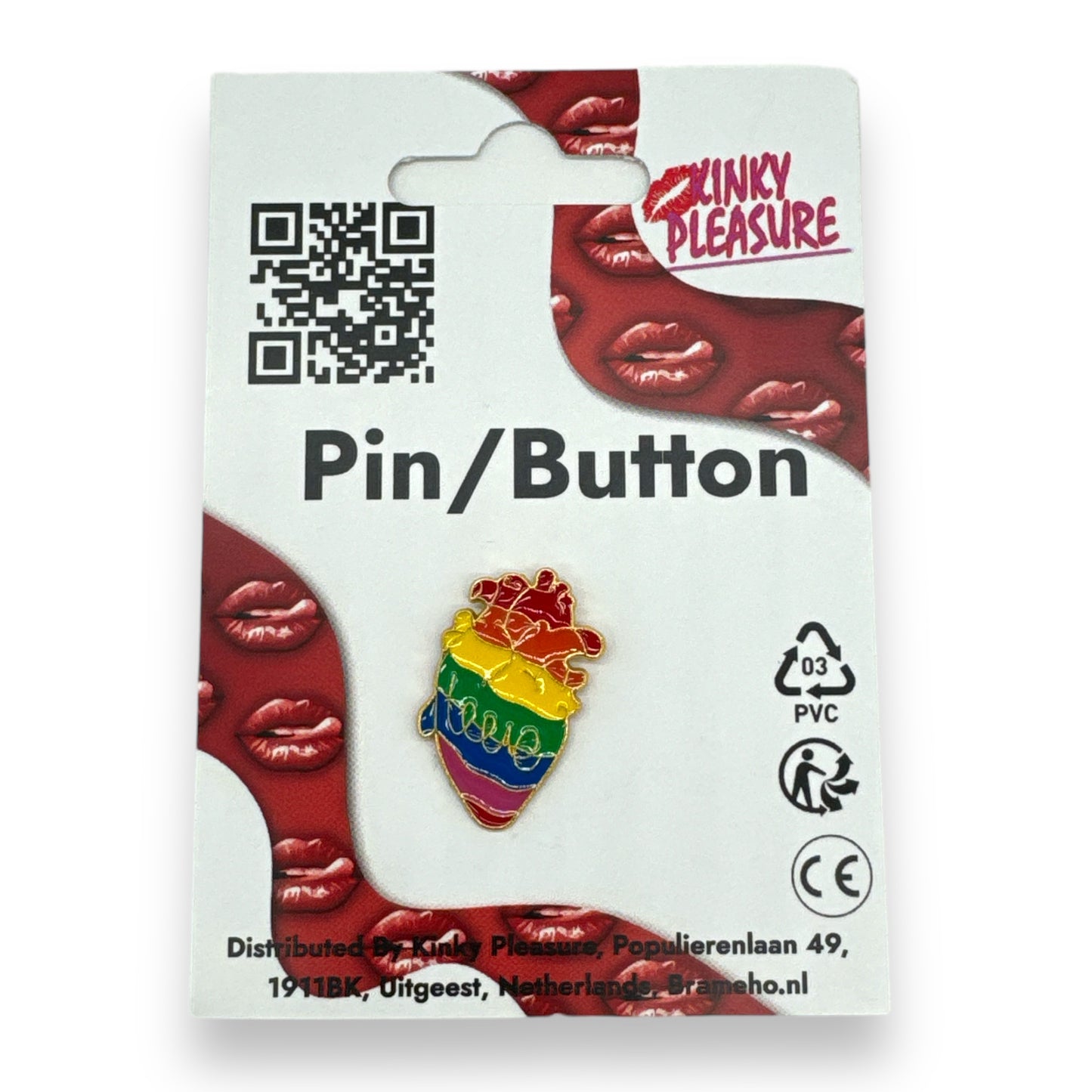 Kinky Pleasure - KPB036 - Badge / Pin - Real Heart With Love