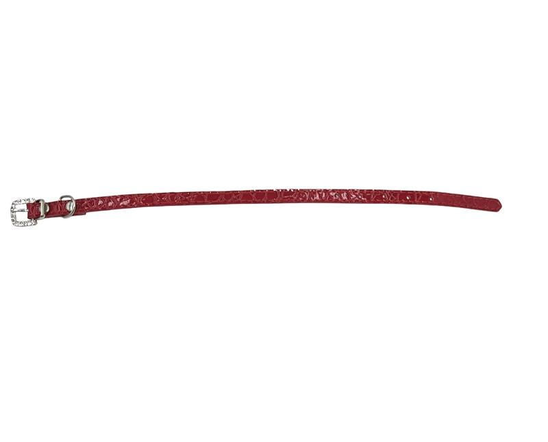 Cat Collar / Small Dog Collar - Red - Dia 8 CM - Length 30 CM - Width 1 CM - Buckle With Luxury Diamond Stone Look