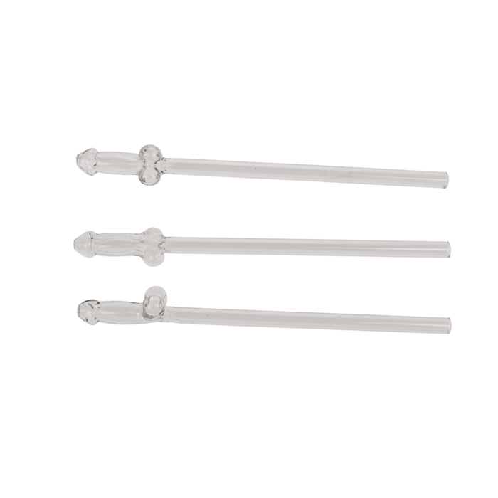 Kinky Pleasure - OB062 - Glass Penis Straws With Cleaner Set