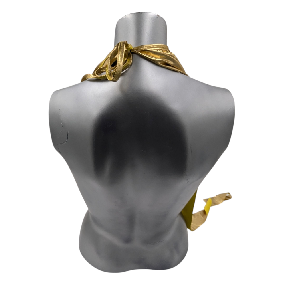 Kinky Glossy Gold Halter Top With Open Back