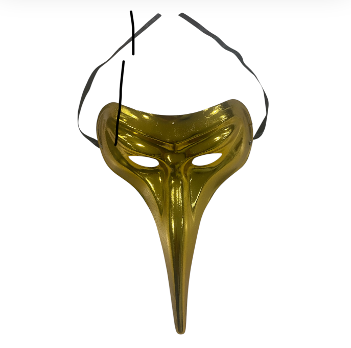 Gold Long Nose Venetian Mask - Big Size 28 CM x 22 CM - Solid and Strong