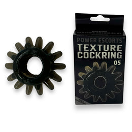 Power Escorts - BR288 - Texture Cockring 05 - Black - Extra Stretchable