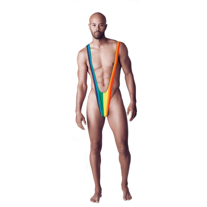 Kinky Pleasure - OB044 - Mankini Rainbow - One Size Fits Most