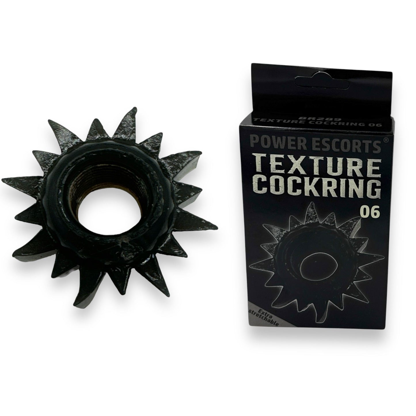 Power Escorts - BR289 - Texture Cockring 06 - Black - Extra Stretchable