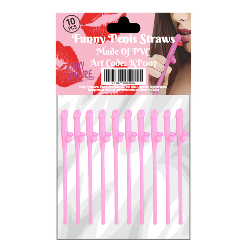 Kinky Pleasure - KP007 - Penis Straws - 10pcs - Light Pink - New Package