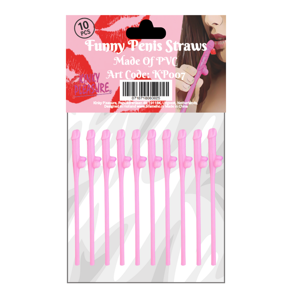 Kinky Pleasure KP007 Penis Straws 10 pieces Light Pink - new retail packaging