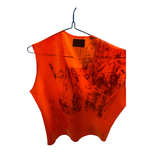 Latex101 - Orange Latex Shirt Open Shoulders Size Xl