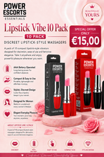 Power Escorts - 10 Pack - Black & Red Lipstick Vibe – Discreet Lipstick Vibrator | Compact & Powerful