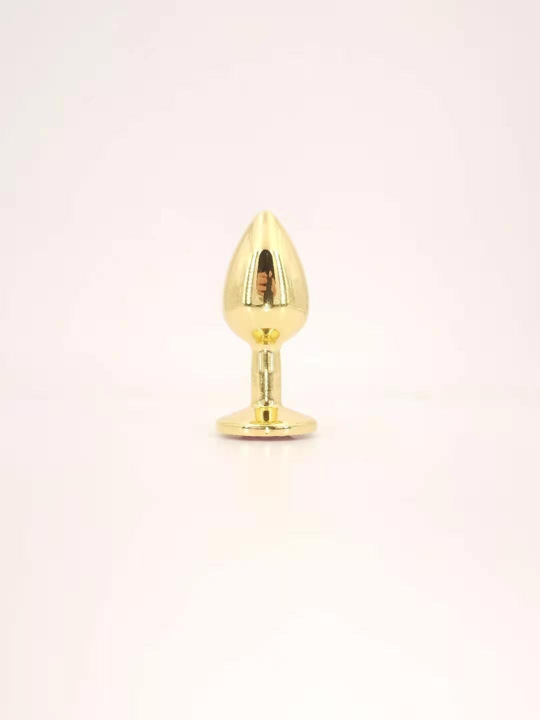 Power Escorts - BR211 Lpink - Diamond King Gold Large Plug Pink Stone - Diameter 4 cm - Length 9.5 cm