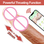 Lovesecret Premium – LS04 – Realistic Vibrator with Big Balls – App-Controlled - Up & Down / Heated / Thrusting / Shaking Modes – Flesh Color
