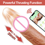 Lovesecret Premium – LS04 – Realistic Vibrator with Big Balls – App-Controlled - Up & Down / Heated / Thrusting / Shaking Modes – Flesh Color