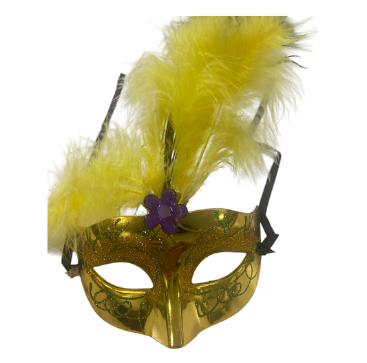 Venetian Mask Gold With Feather