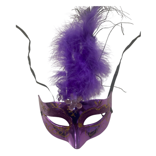 Venetian Mask Purple With Feather