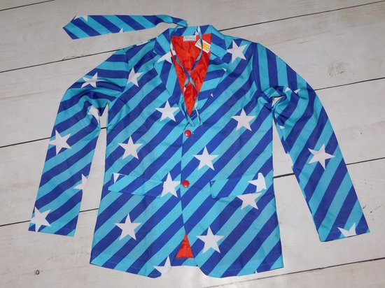 Kinky Men’s Costume Set – Blue Suit with White Stars – Jacket, Pants & Tie