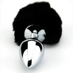 Black Bunny Tail Butt Plug- 9 Cm Tail , 8,3 Cm Plug , dia 3,4 cm - N10422