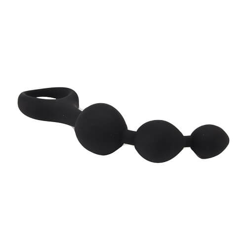 Triple Ripple Silicone Anal Beads - Black - 14 CM - NS6550