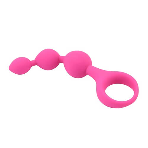 Triple Ripple Silicone Anal Beads - Pink- 14 CM - NS6551