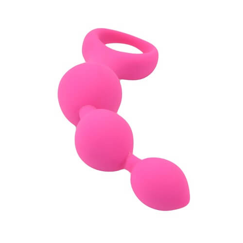 Triple Ripple Silicone Anal Beads - Pink- 14 CM - NS6551