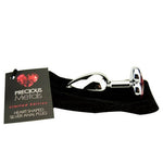 Precious Metals - NS7168 - Heart Desgin Metal Plug With Pink Stone