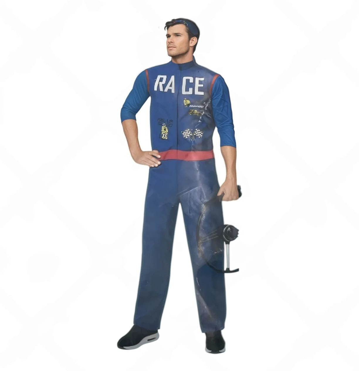 Sexy Blue Race Driver Costume – Sleeveless Bodysuit with Matching Cap – Roleplay Outfit - Size M / L / XL