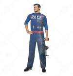 Sexy Blue Race Driver Costume – Sleeveless Bodysuit with Matching Cap – Roleplay Outfit - Size M / L / XL
