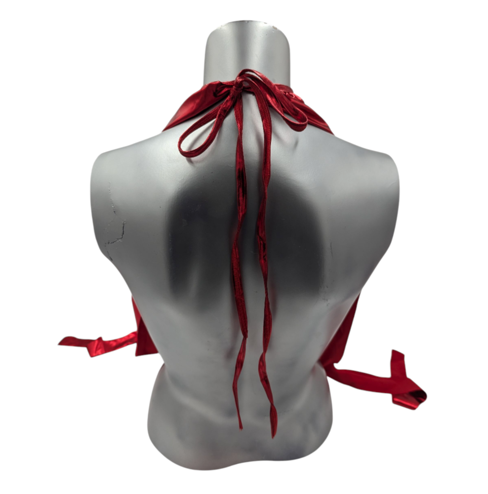 Kinky Glossy Red Halter Top With Open Back