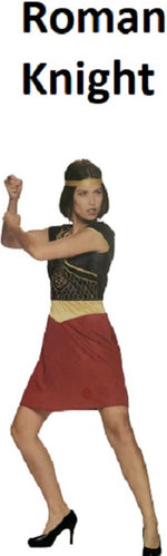 Roman Knight Costume Dress – Gold/Black/Red – Roleplay & Party Dress-Up Set – Includes Gold Headband