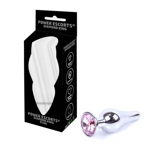 Power Escorts - BR213 Spink - Diamond King Small Buttplug Pink Stone - Length 9,5cm - dia: 3cm