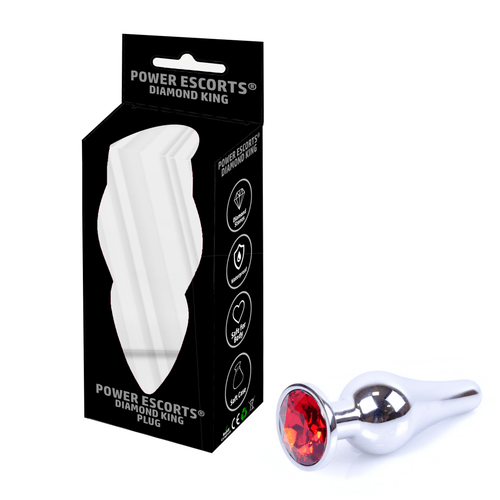 Power Escorts - BR213 Sred - Diamond King Small Butt plug Red Stone - Length 9,5cm - dia: 3cm
