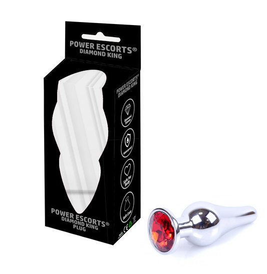 Power Escorts - BR213 Sred - Diamond King Small Butt plug Red Stone - Length 9,5cm - dia: 3cm