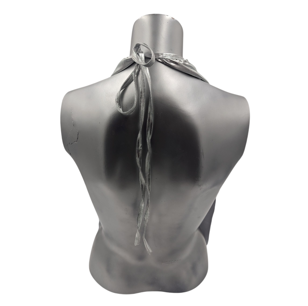 Kinky Glossy SIlver Halter Top With Open Back