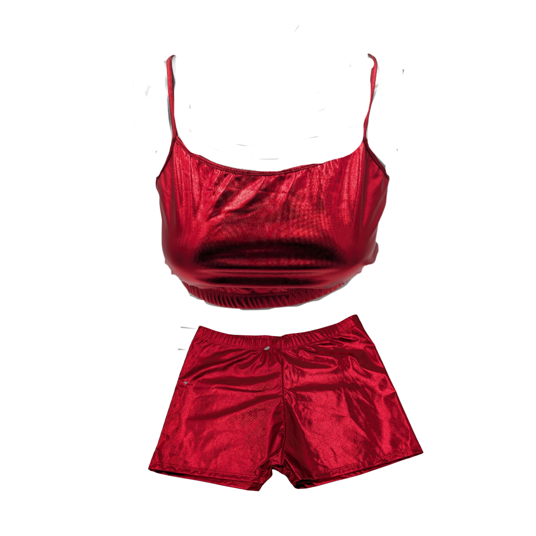 Combi Deal Kinky Glossy Red Halter Top With Matching Boxer