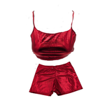 Combi Deal Kinky Glossy Red Halter Top With Matching Boxer