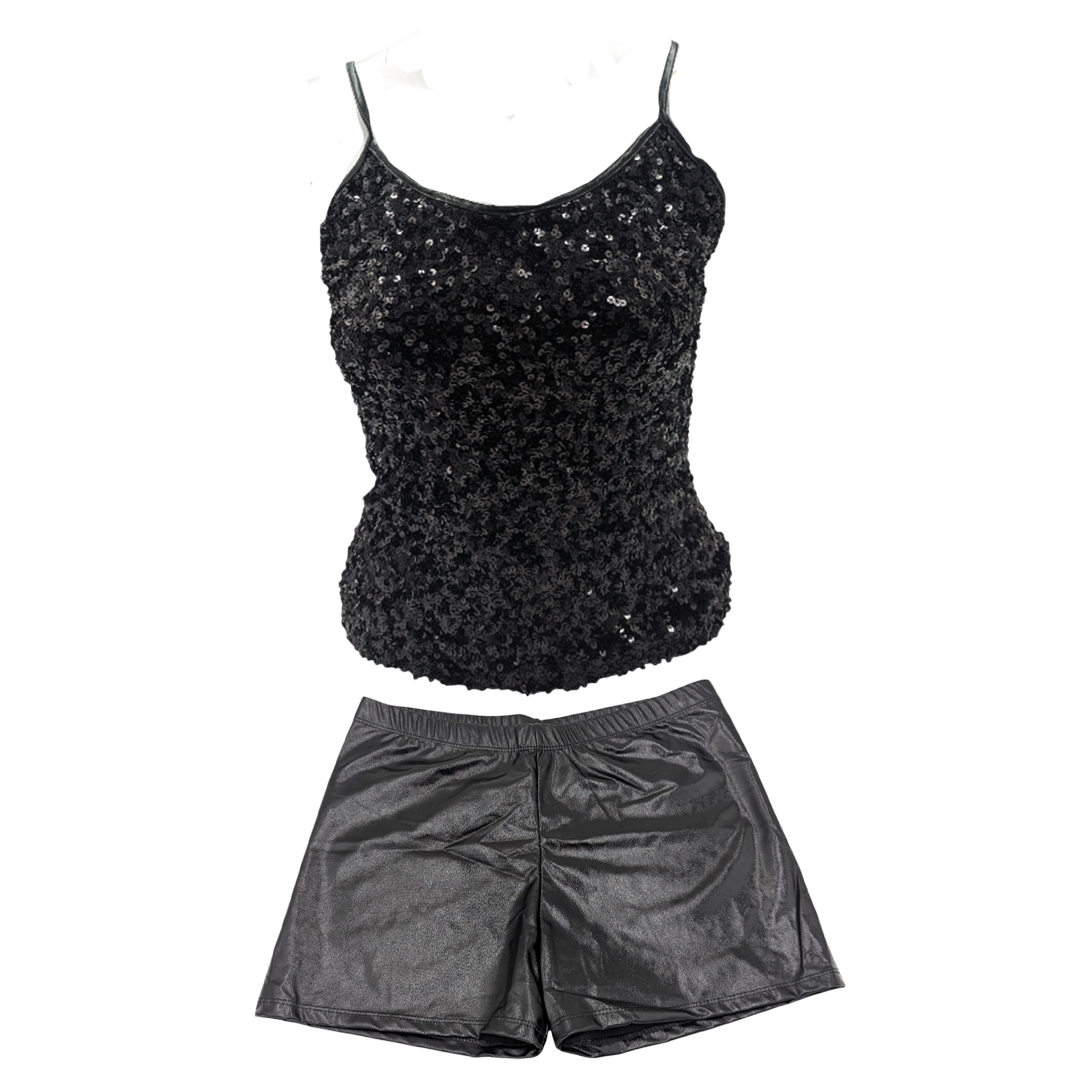 Combi Deal - Kinky Glitter Glossy Black Top With Matching Boxer