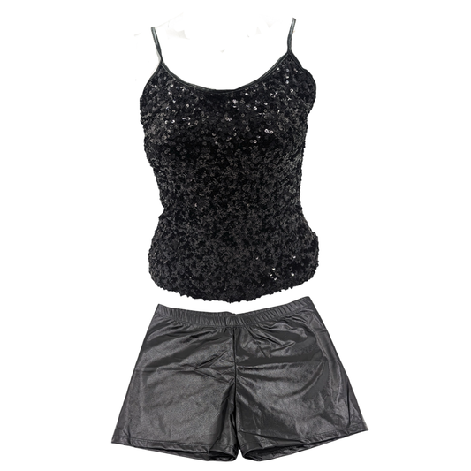 Combi Deal - Kinky Glitter Glossy Black Top With Matching Boxer