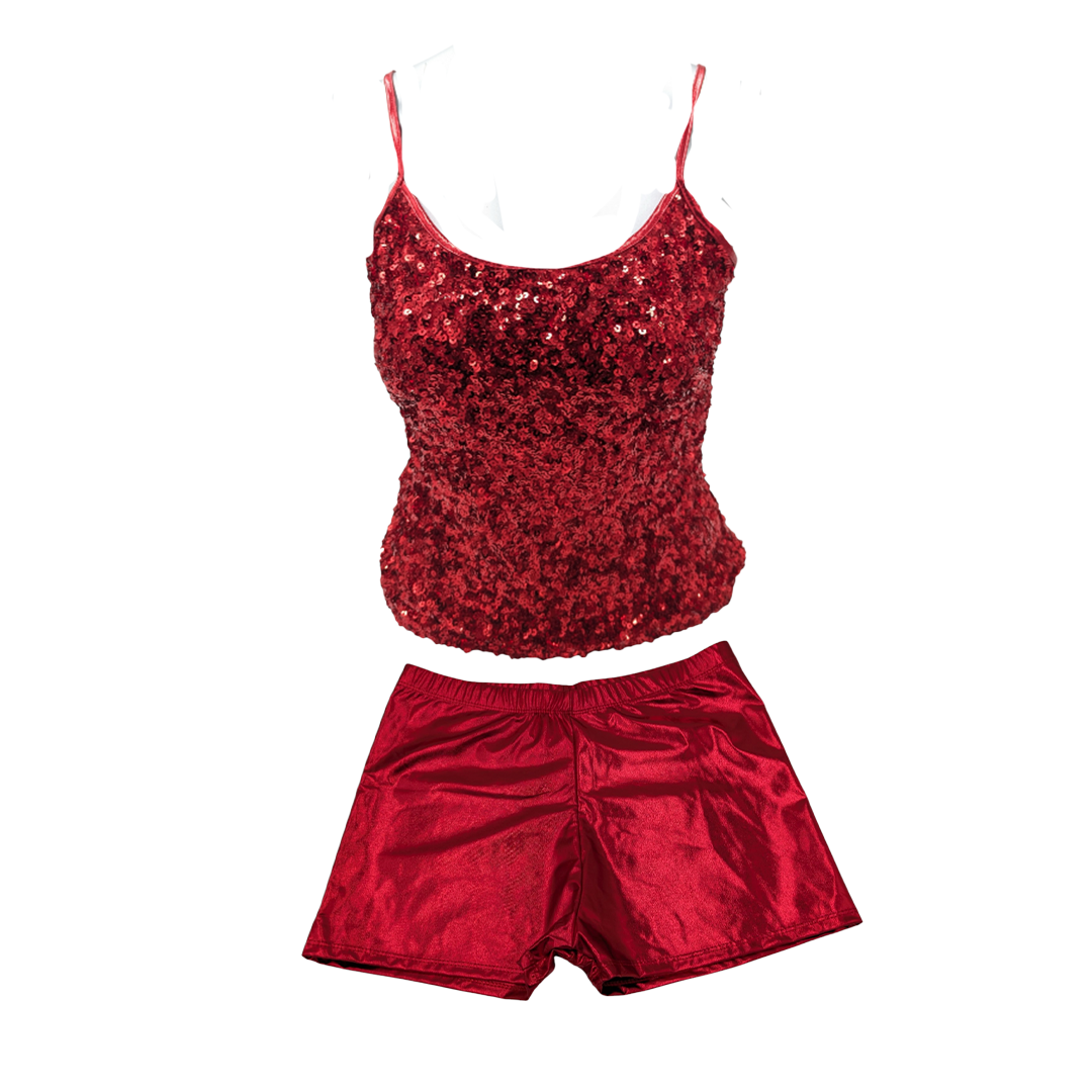 Combi Deal - Kinky Glitter Glossy Red Top With Matching Boxer
