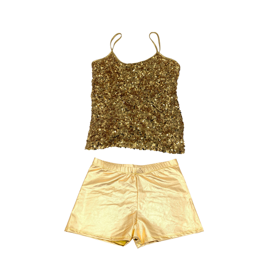 Combi Deal - Kinky Glitter Glossy Gold Top With Matching Boxer