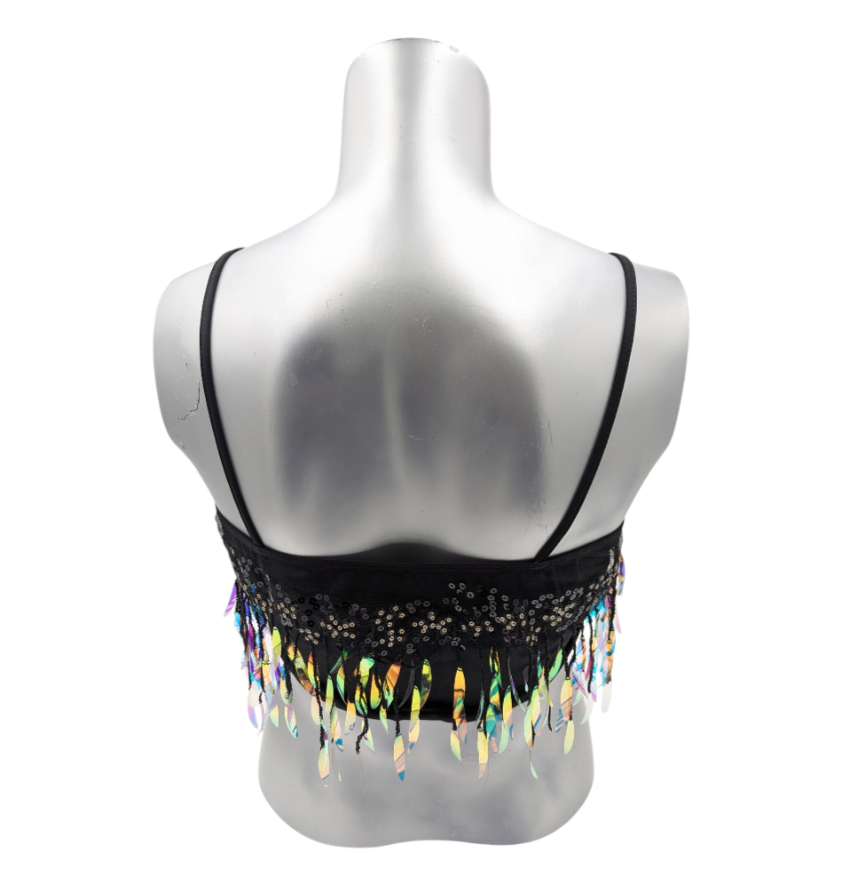 Kinky Glossy Black Feather Slim Top