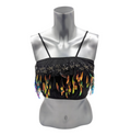 Kinky Glossy Black Feather Slim Top