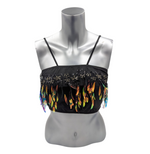 Kinky Glossy Black Feather Slim Top
