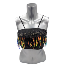 Kinky Glossy Black Feather Slim Top